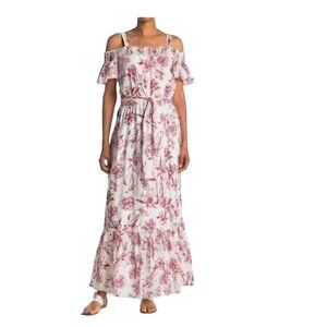 Julia Jordan NWT Cold Shoulder Floral Maxi Dress Bohemian Ivory/Red Size 14